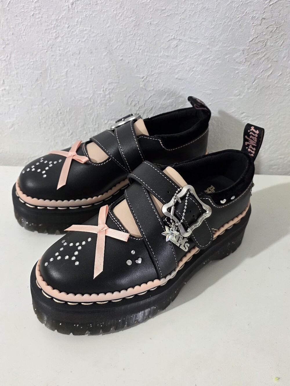 Dr. Doc Martens Kemsley Black Leather Buckle Platform Shoes Women's Size 6